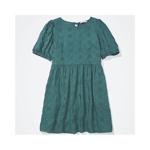 AEO | 💚 Sage green high neck eyelet lace babydoll dress 💚